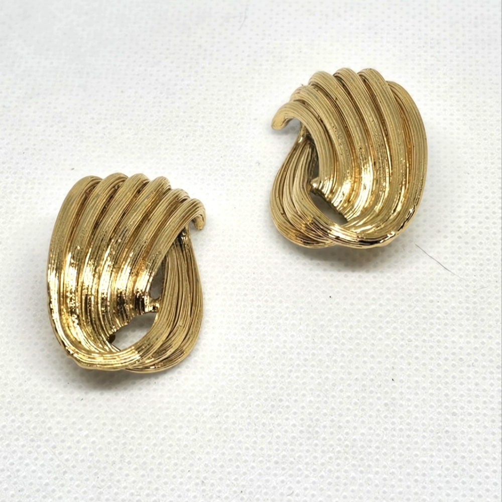 Vintage,Rare of 70's-80's Gold Plated Statement Earrings.